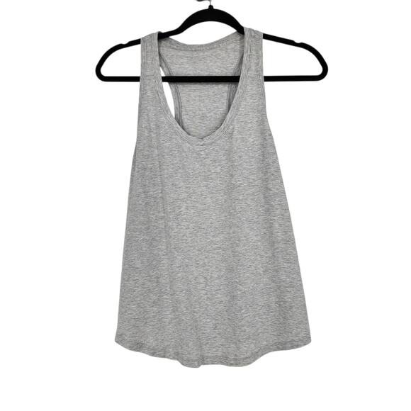 2PC Lot Lululemon Heathered Gray & White Jersey Racerback Love Tank Tops Size 8 - Picture 2 of 7